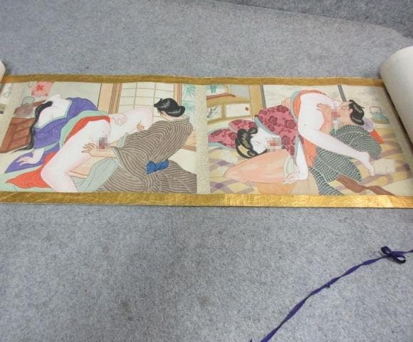 版画 春画 12枚 絵巻物 [B24638]