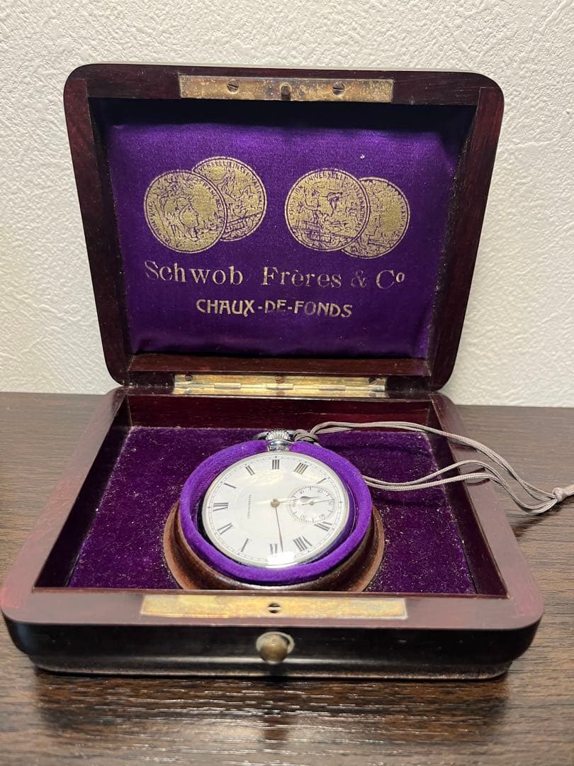 [稼働]商館時計シュオブフレール商会2個セットクロノメーター箱付