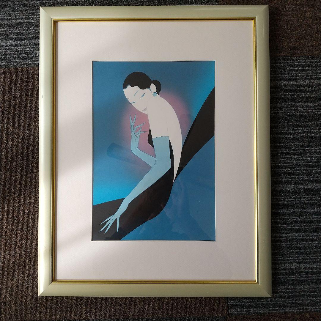 鶴田一郎 アールデコの女  額入り