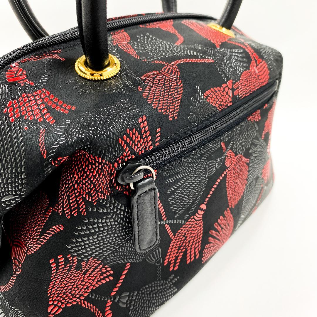 印傳屋 INDEN-YA ベネッセージ 房柄 ハンドバッグ 甲州印伝 鹿革