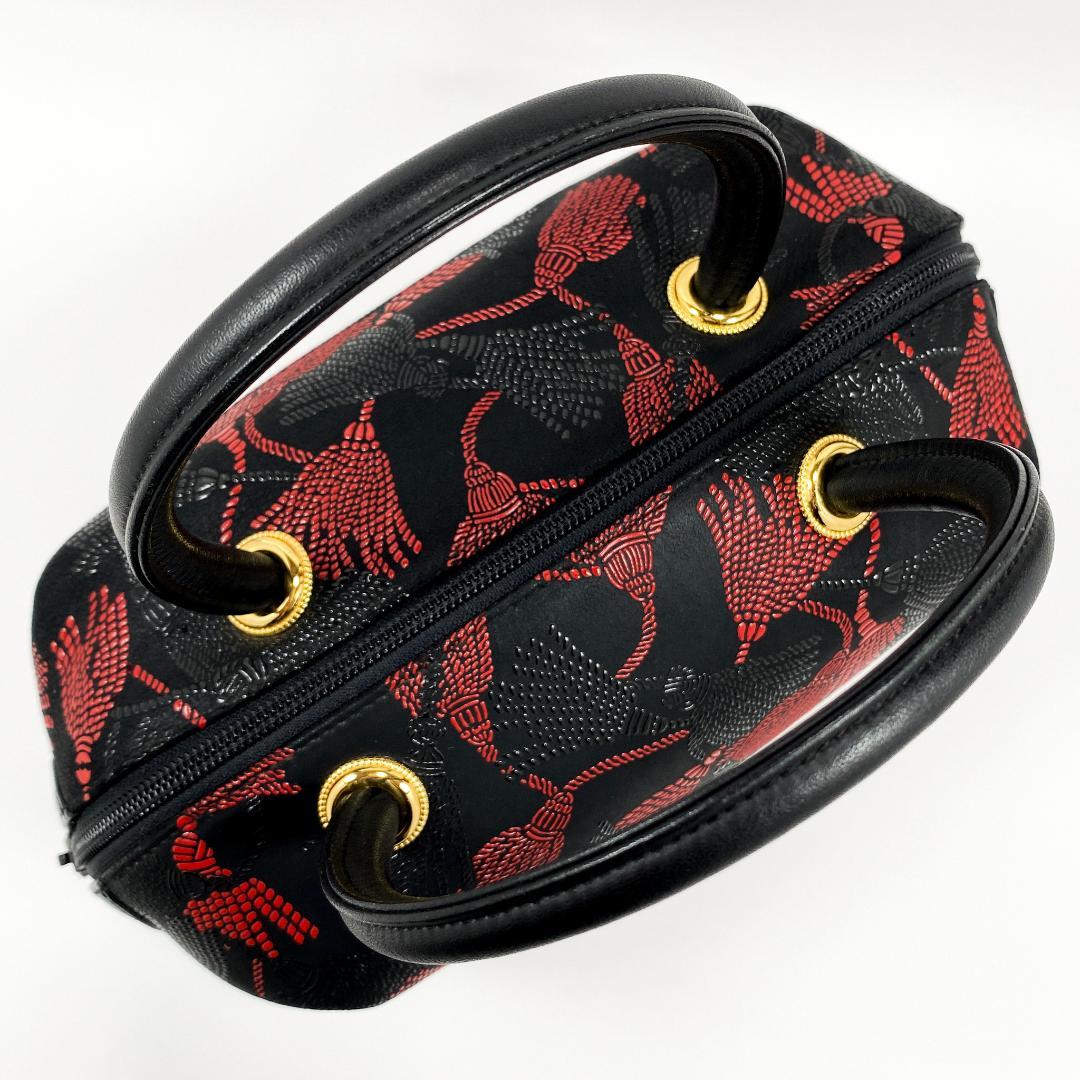 印傳屋 INDEN-YA ベネッセージ 房柄 ハンドバッグ 甲州印伝 鹿革