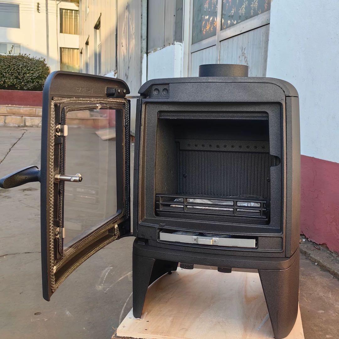 茶坊主 　薪ストーブ 黒 四角形 ガラスドア付き