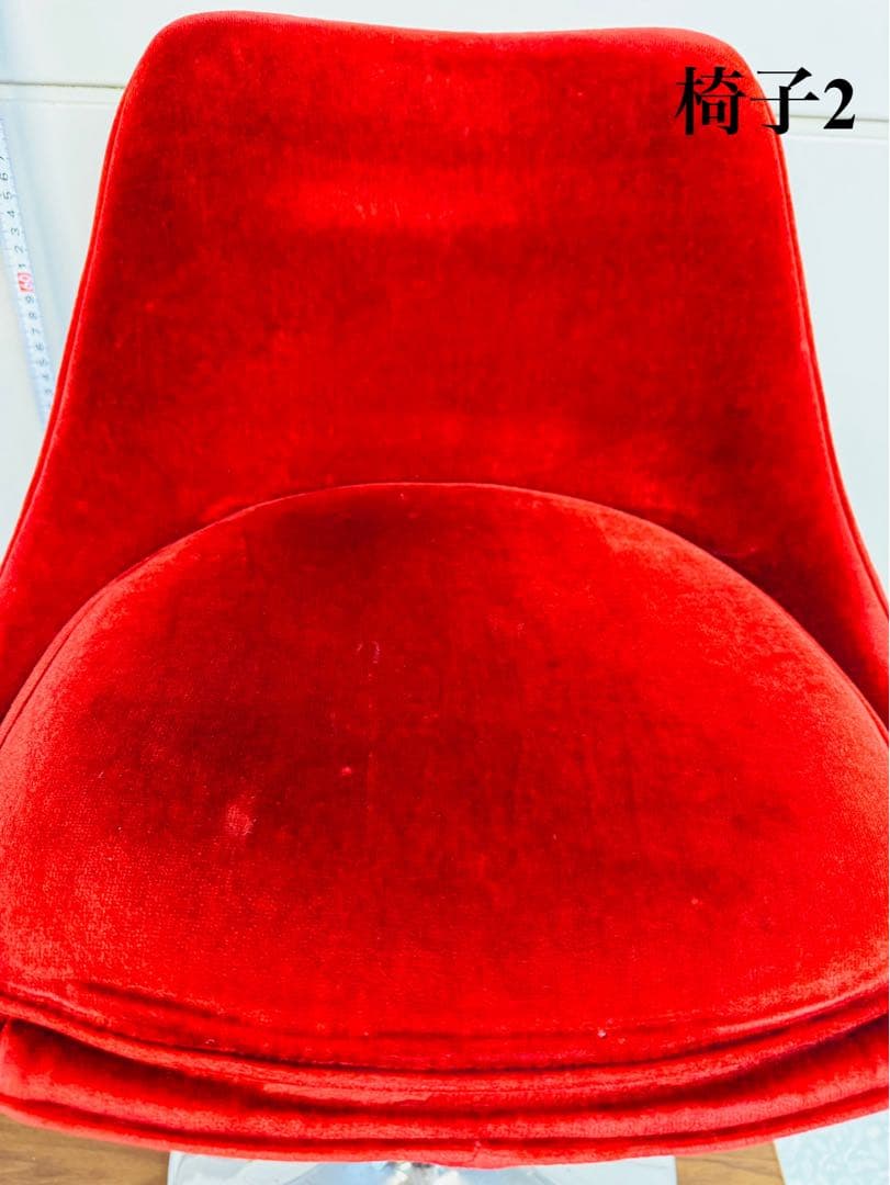 【専用②】赤ベルベット カウンターチェア 2脚セット おしゃれ 固定式