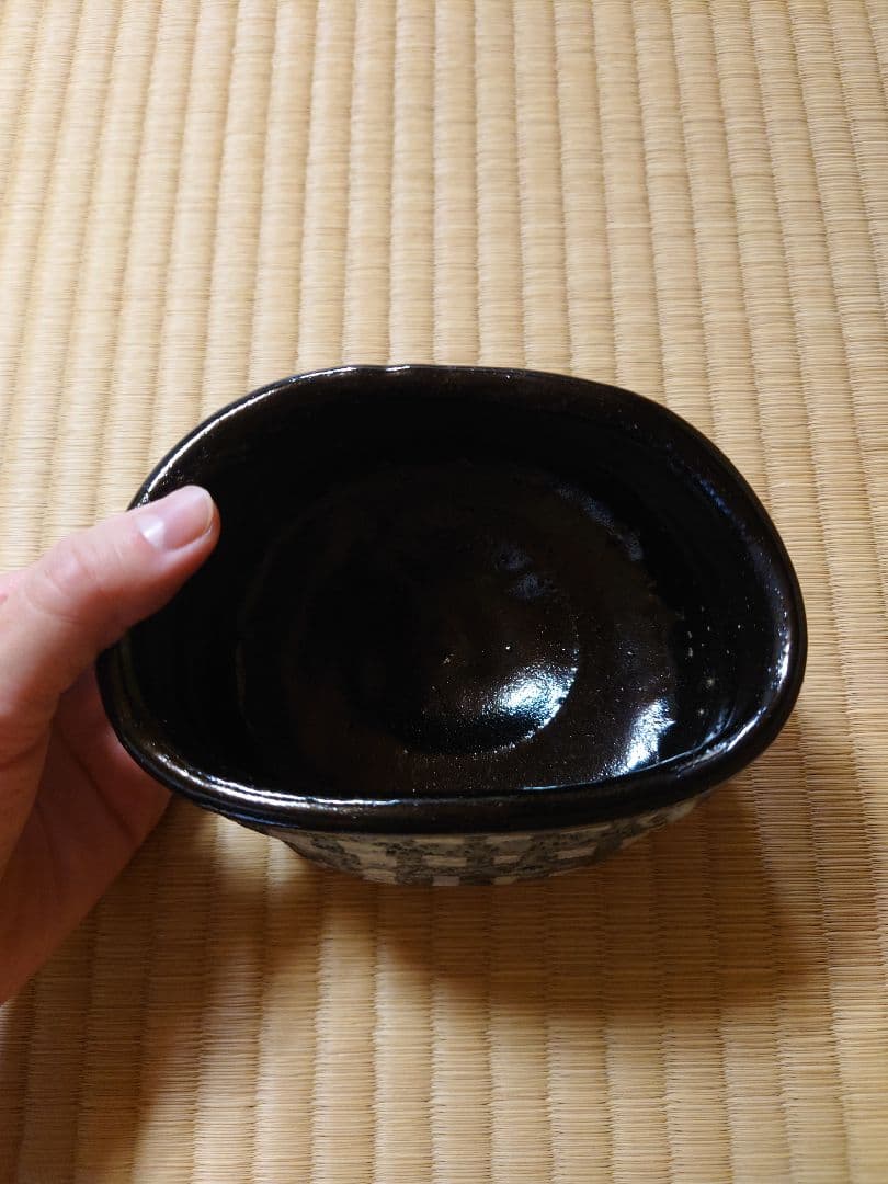 山崎正道作　黒織部茶碗　茶道具　茶碗　織部焼