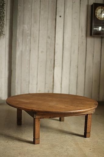 雰囲気の良い古い木製丸テーブル　ちゃぶ台　天然木　古家具　古民家　古道具