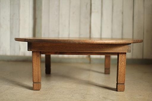 雰囲気の良い古い木製丸テーブル　ちゃぶ台　天然木　古家具　古民家　古道具