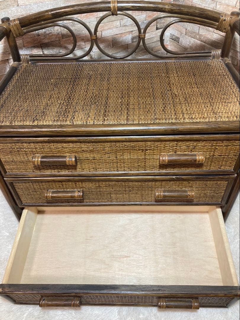籐家具　ラタンチェスト　収納タンス レトロ　箪笥　アンティーク