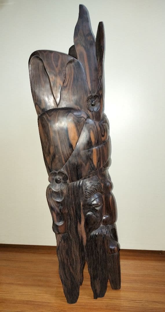 木製彫刻 アートオブジェクト 仮面 アンティーク 王 神