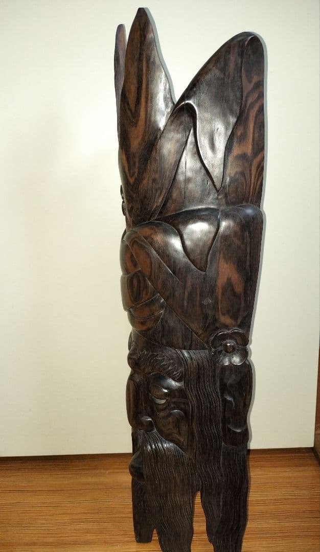 木製彫刻 アートオブジェクト 仮面 アンティーク 王 神