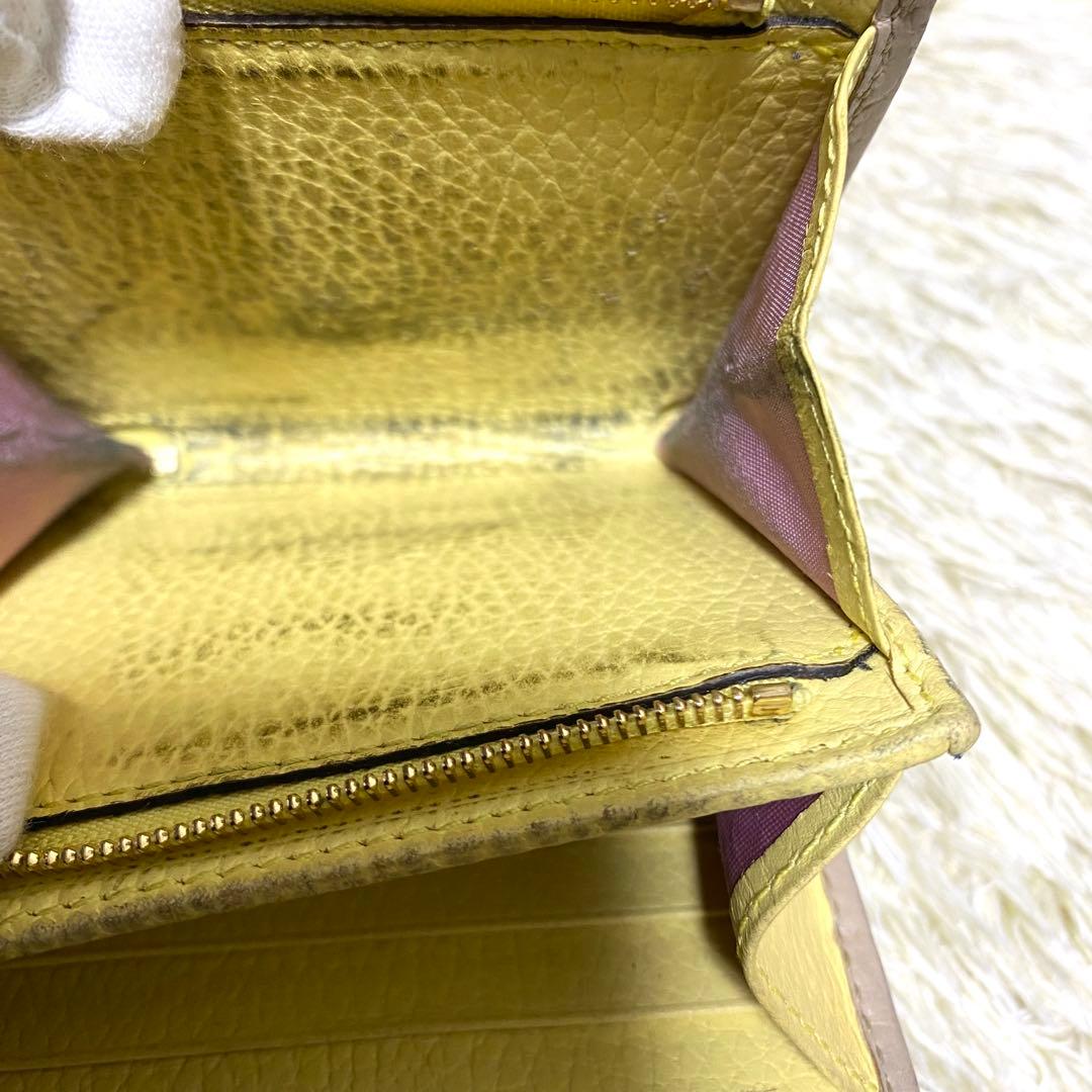 GUCCI グッチ 二つ折り財布 GGマーモント シボ革 バイカラー ウォレット