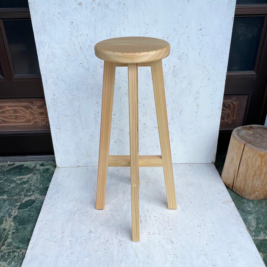 Tatsuya　3脚のうち2脚　国産ひのき　カウンターチェアー　丸椅子