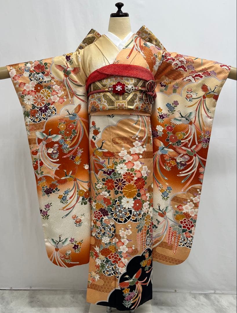 振り袖　フルセット　別誂長襦袢　成人式　金彩加工　刺繍入り　振り柄有り678