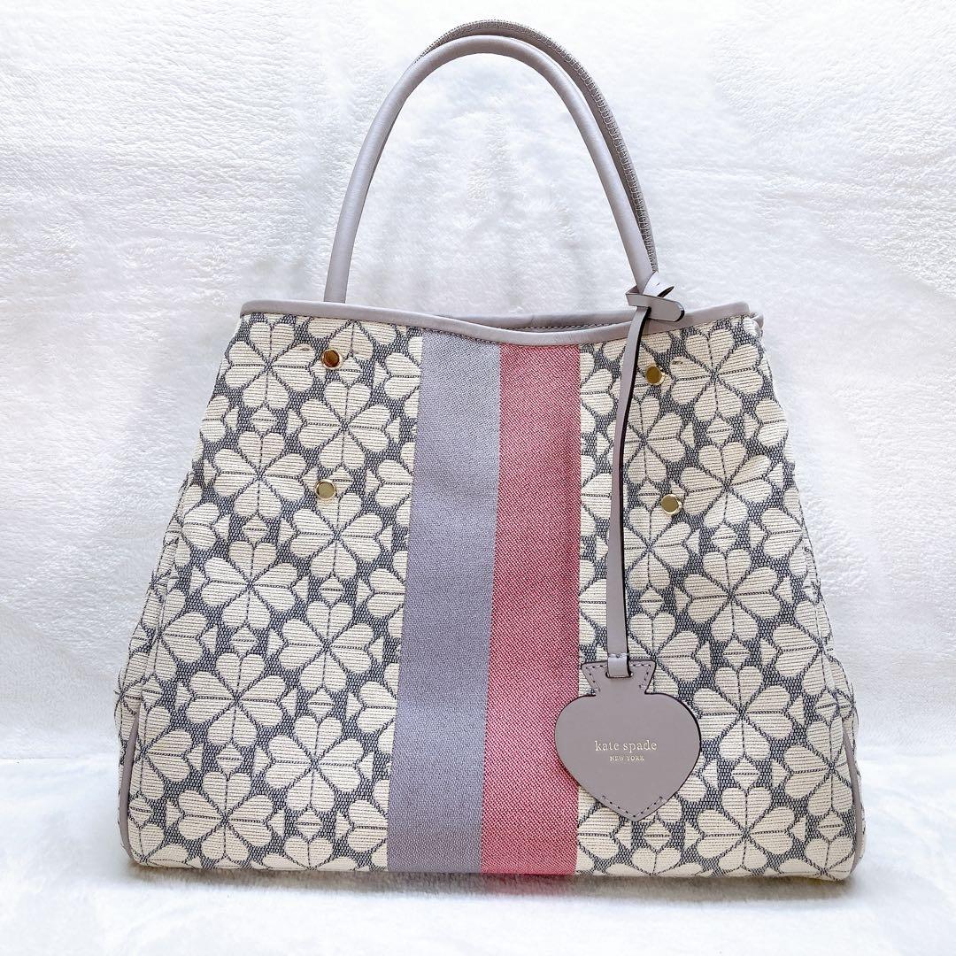✨美品✨ケイトスペード 2wayバッグ ジャガード フラワー キャンバス レザー