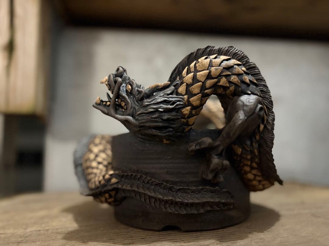 龍　盆栽鉢　彫刻 陶芸　作家鉢　芸術品　入手困難