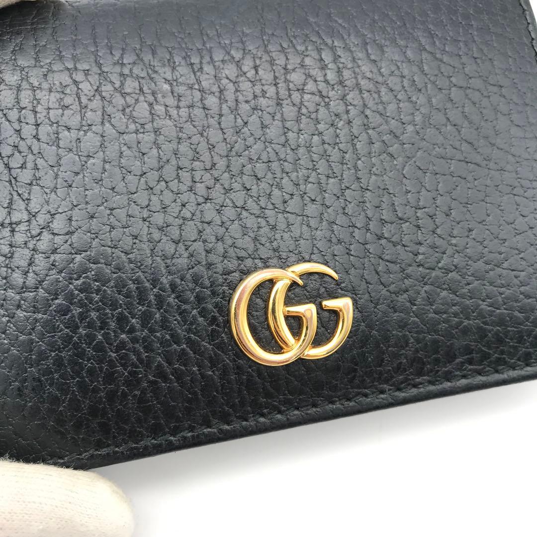 正規品　新品同様　グッチ財布　グッチ折り財布　GGマーモント　ブラックレザー