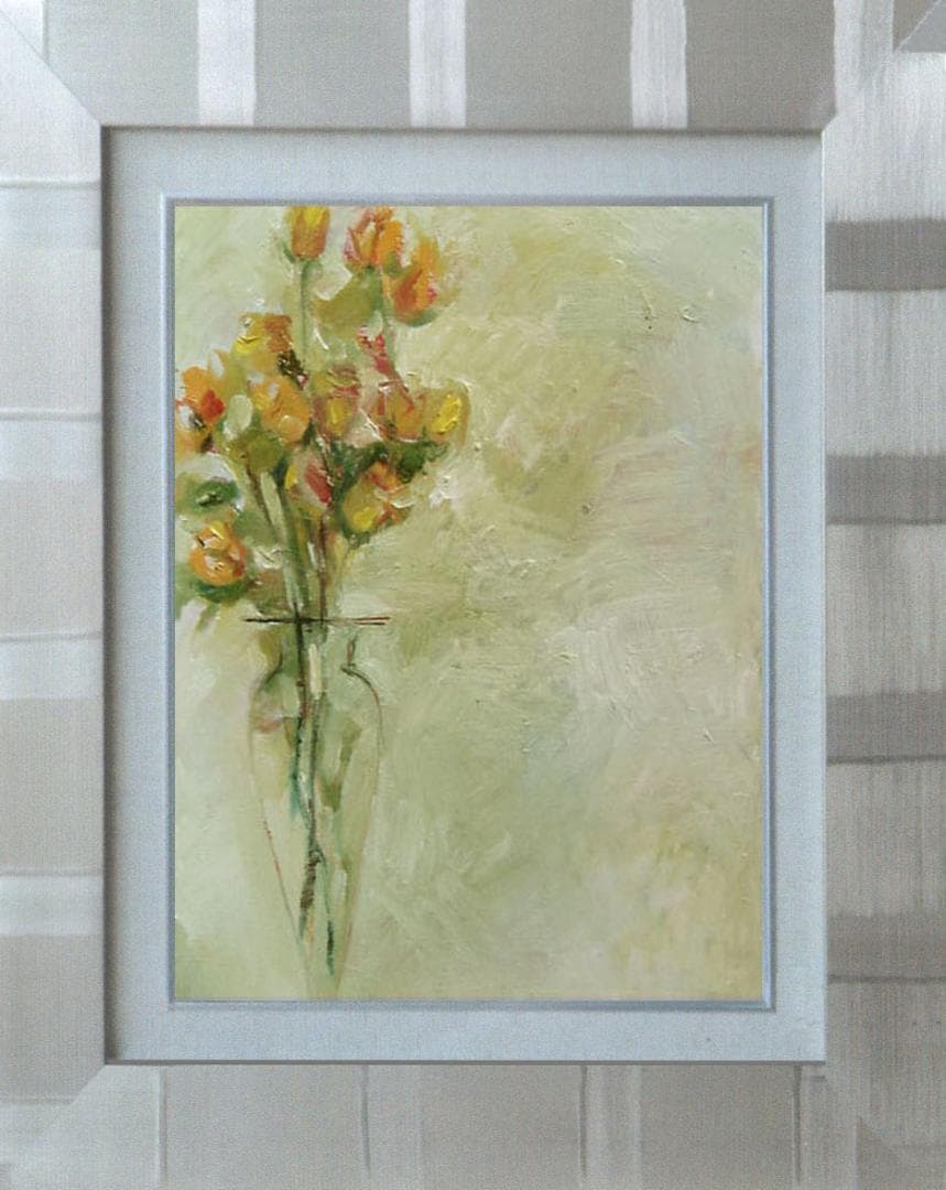 油絵 菅家令子 絵 絵画インテリア 額付き(黒) uF6-113402 花 ばら