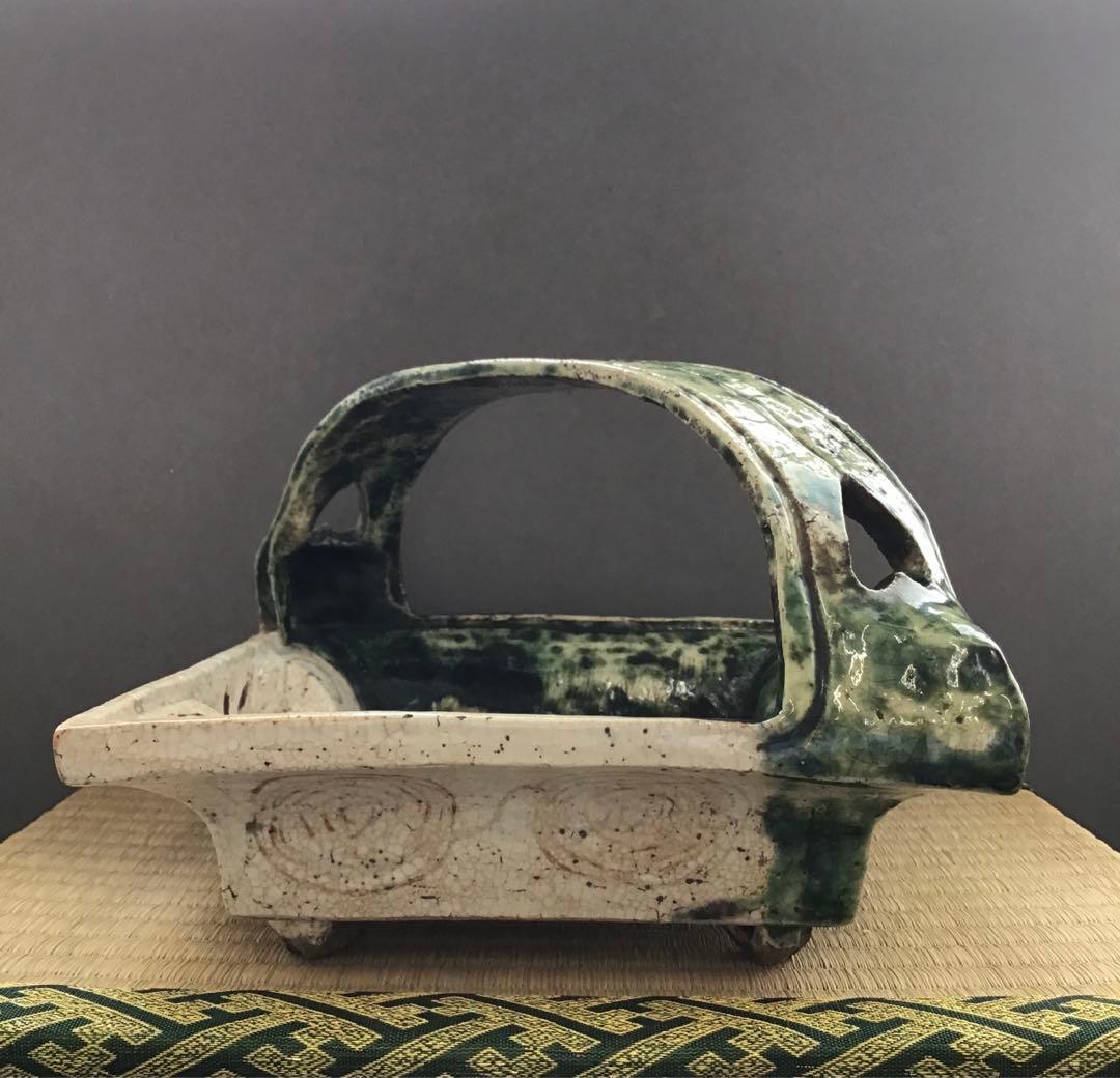 茶道具　菓子器　織部　透入手鉢　横井米禽作　共箱　S1013TH