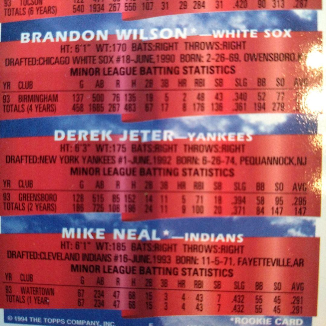 デレク・ジーター　ベースボールカード(1994年)　ルーキー時代