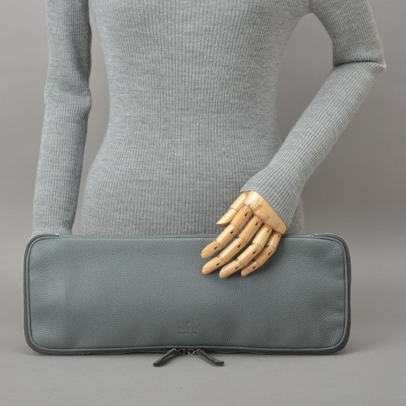 未使用同様◇GUCCI グッチ ネクタイケース マルチケース レザー グレー