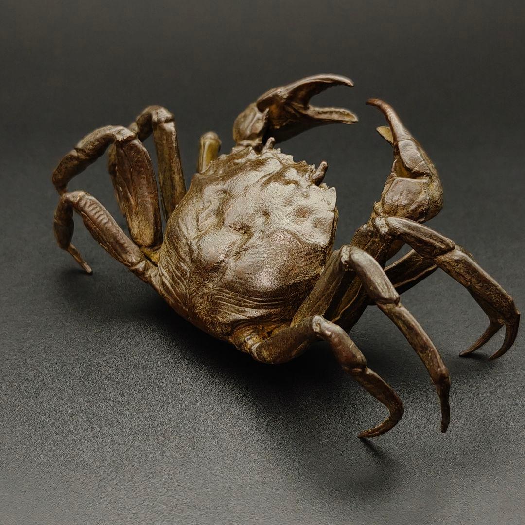 年末セール　銅製置物　蟹　カニ　茶道具　雨宮宗作　刻印あり　金工品　美術品