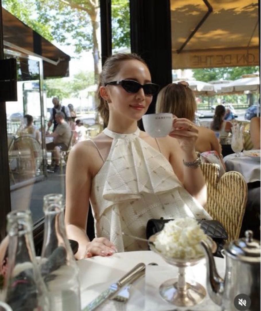 candy check tweed ruffle frill topsホワイト