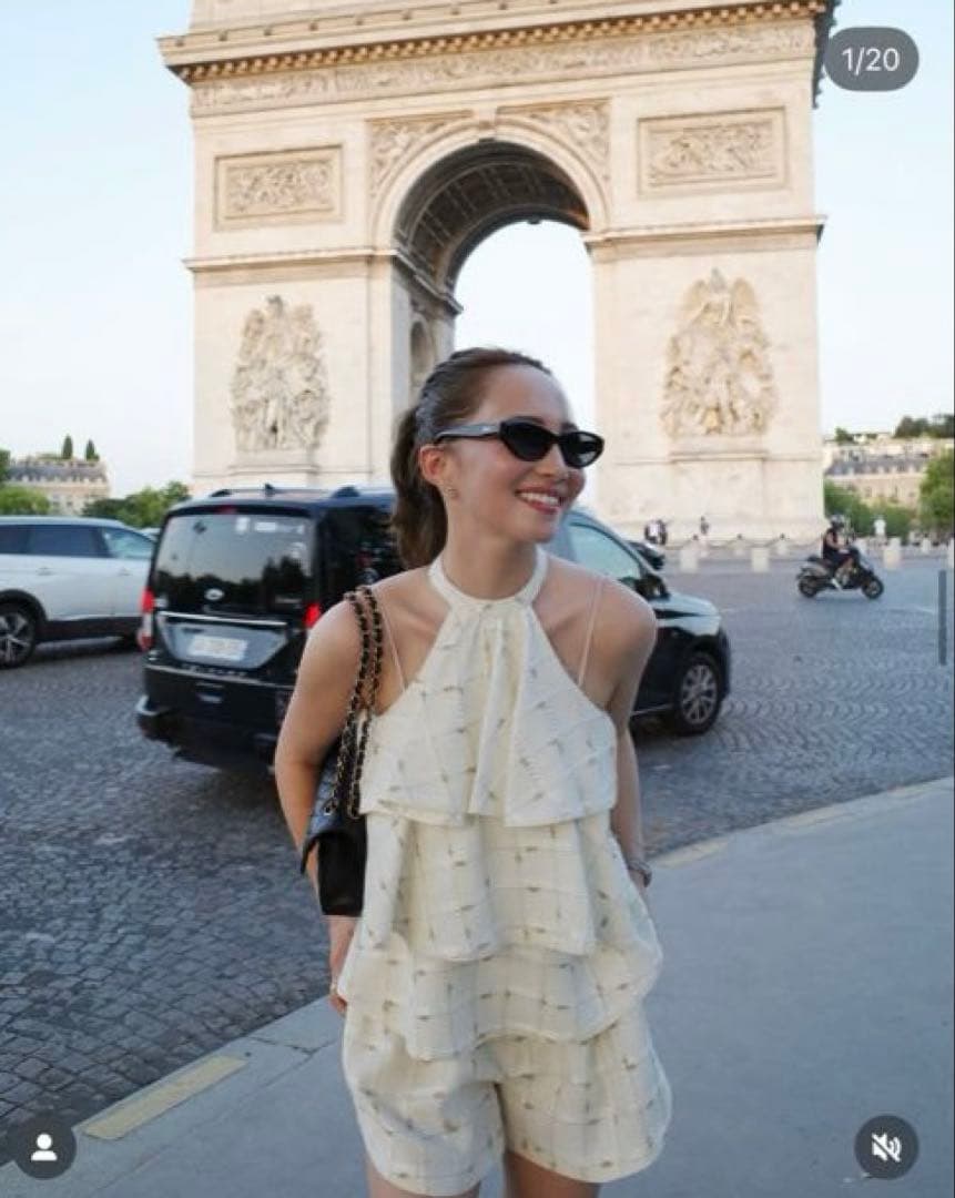 candy check tweed ruffle frill topsホワイト