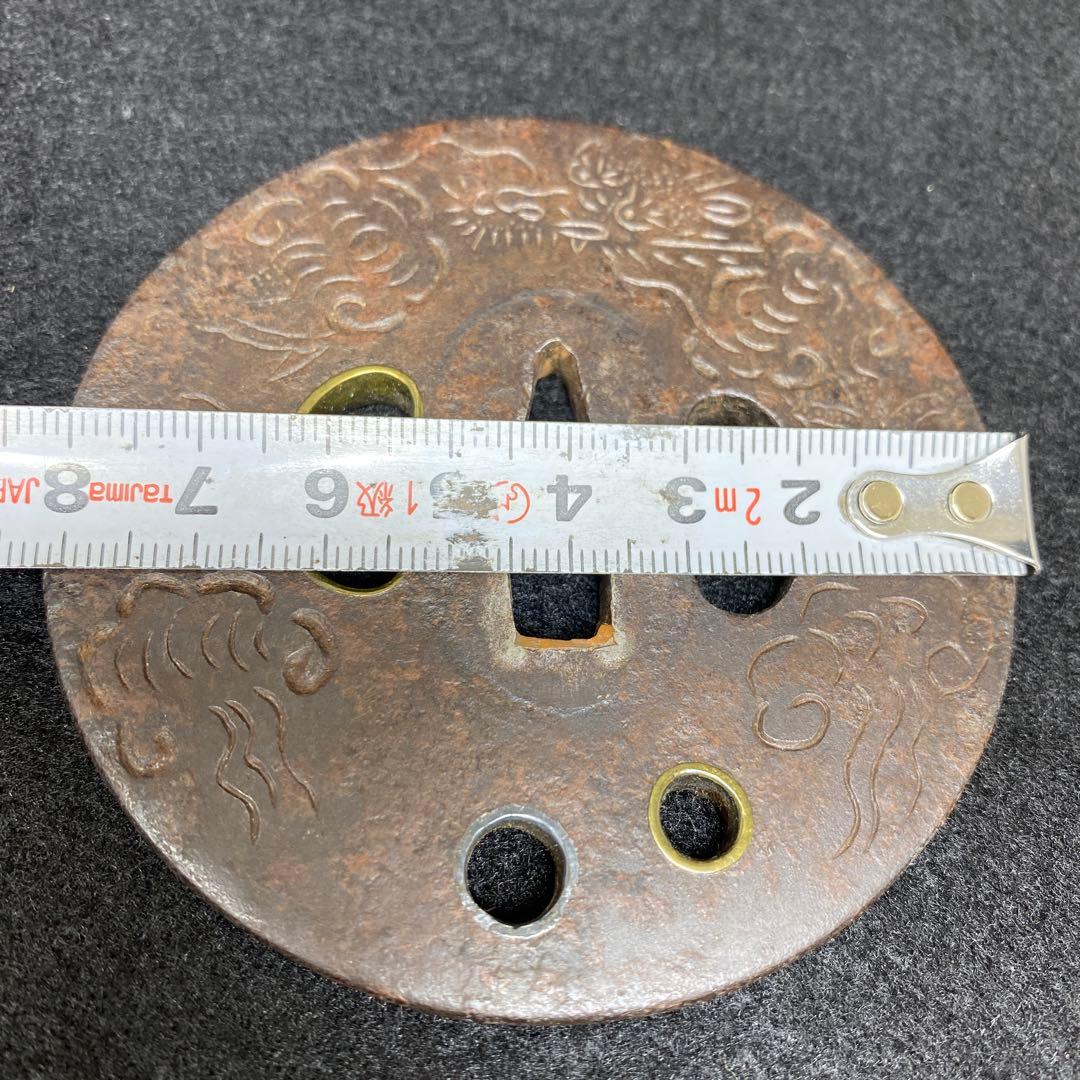 江戸期　雲龍図　金銀入　大形鍔　共箱　183g タエチ　東さ7-0310☆2F