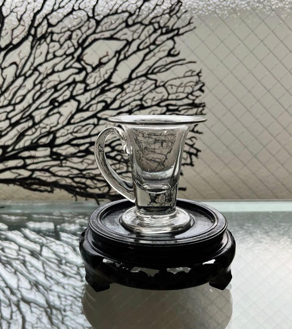 骨董　時代ガラス　ゆらゆら銀色　反り口　アイスクリームコップ　氷コップ　ウラン