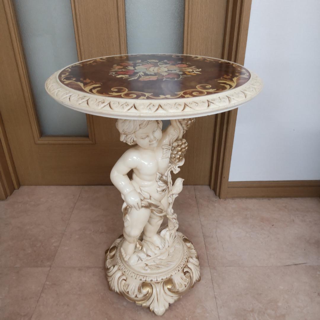 西洋アンティーク風　イタリア　サイドテーブル　組み立てテーブル　うさぎ付箋で保管