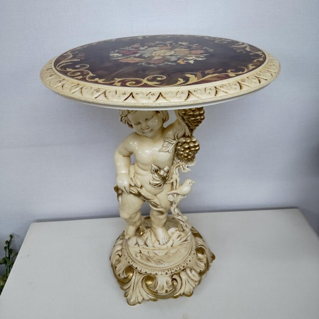 西洋アンティーク風　イタリア　サイドテーブル　組み立てテーブル　うさぎ付箋で保管