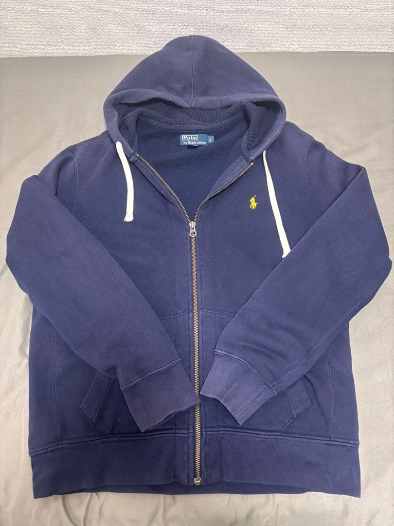 【最終値下げ‼️】ポロ 刺繍 ネイビー ジップアップパーカー ラルフローレン