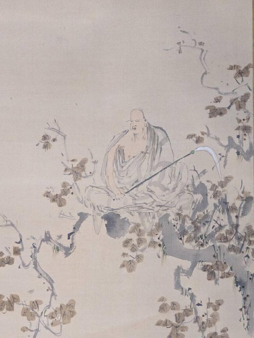 【真作】掛軸　仙人図　風雅なる筆致の逸品　禅の境地を描く　合箱入　R63