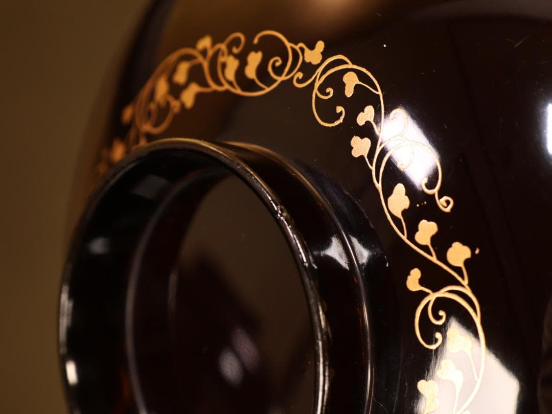 BK423　時代輪島塗　図替り　貝尽くし図金蒔絵　吸物椀　二客　木製　懐石 菓子