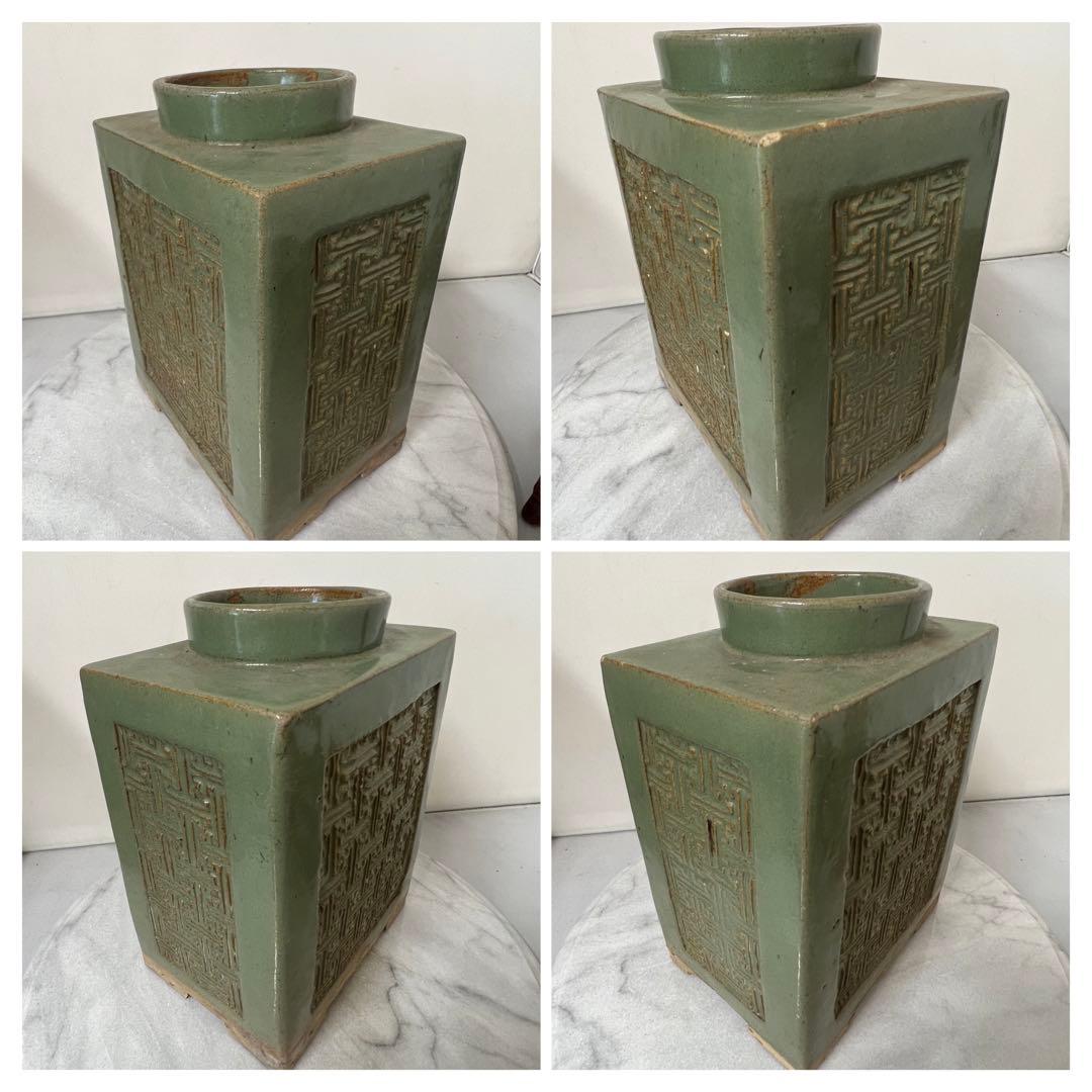 中国古美術　宋時代　緑釉壺　物入れ 倉庫整理品　W77-0