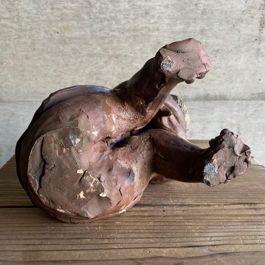 わらべ 童子 子供 像 陶器 彫刻 置物 工芸品 陶芸 和風 オブジェ レトロ