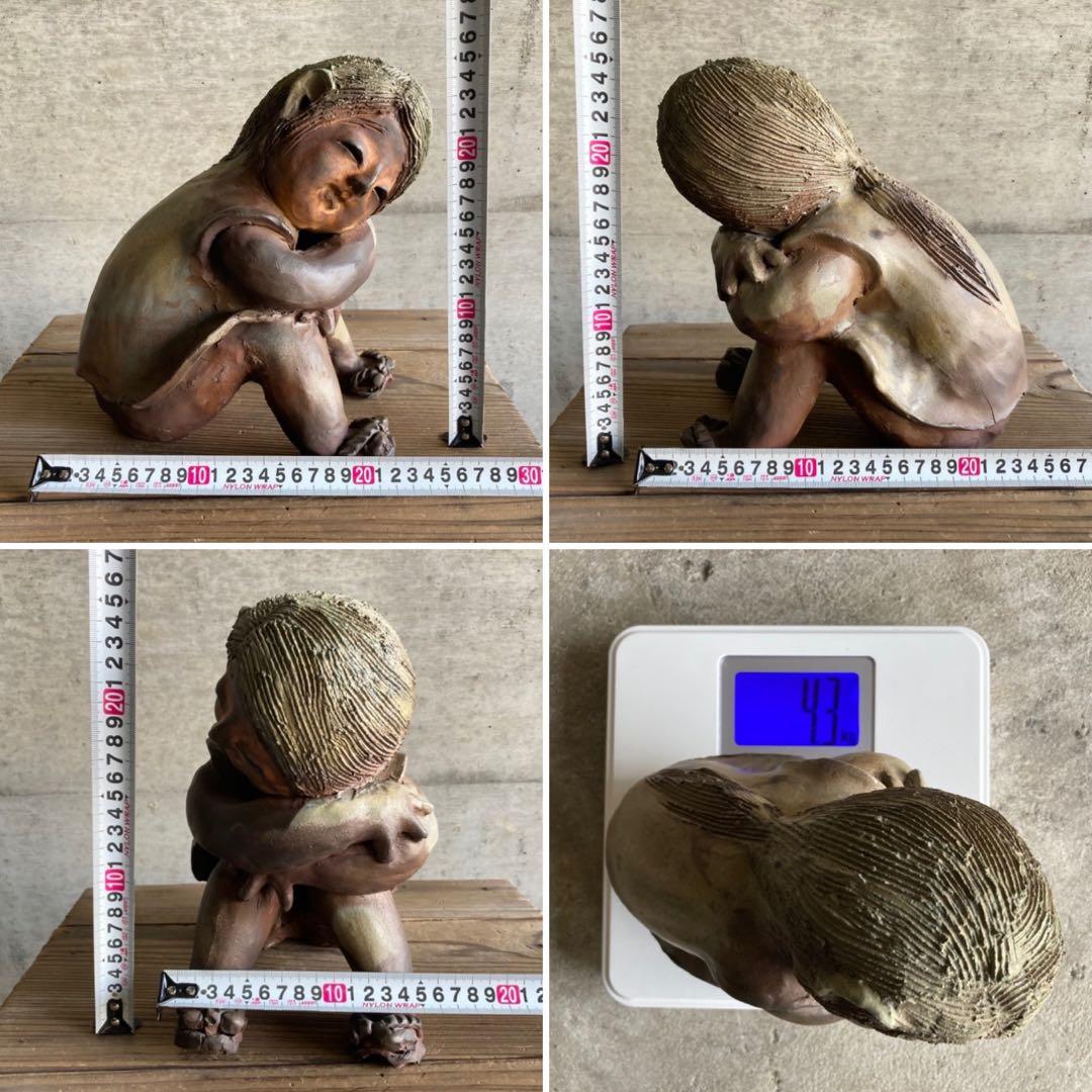 わらべ 童子 子供 像 陶器 陶芸 彫刻 置物 工芸品 和風 オブジェ レトロ