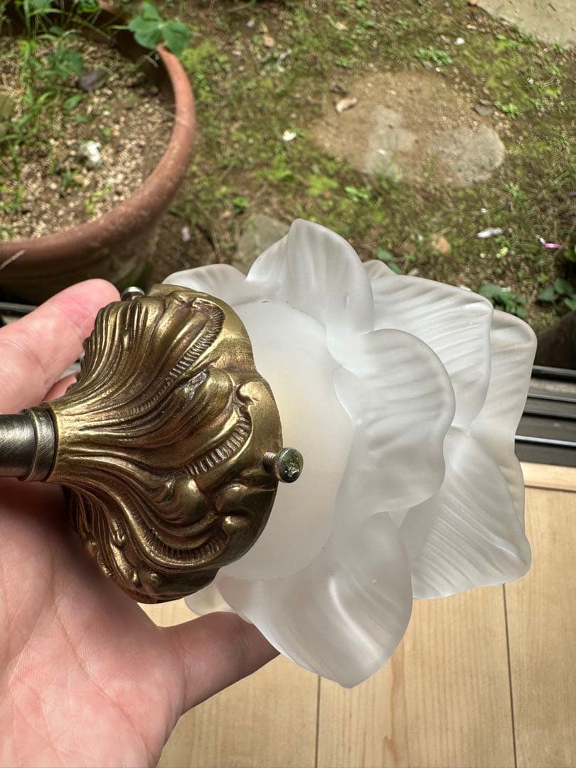 1920年代 フランス アンティーク アプリカシオン 可愛い薔薇のアトリエランプ