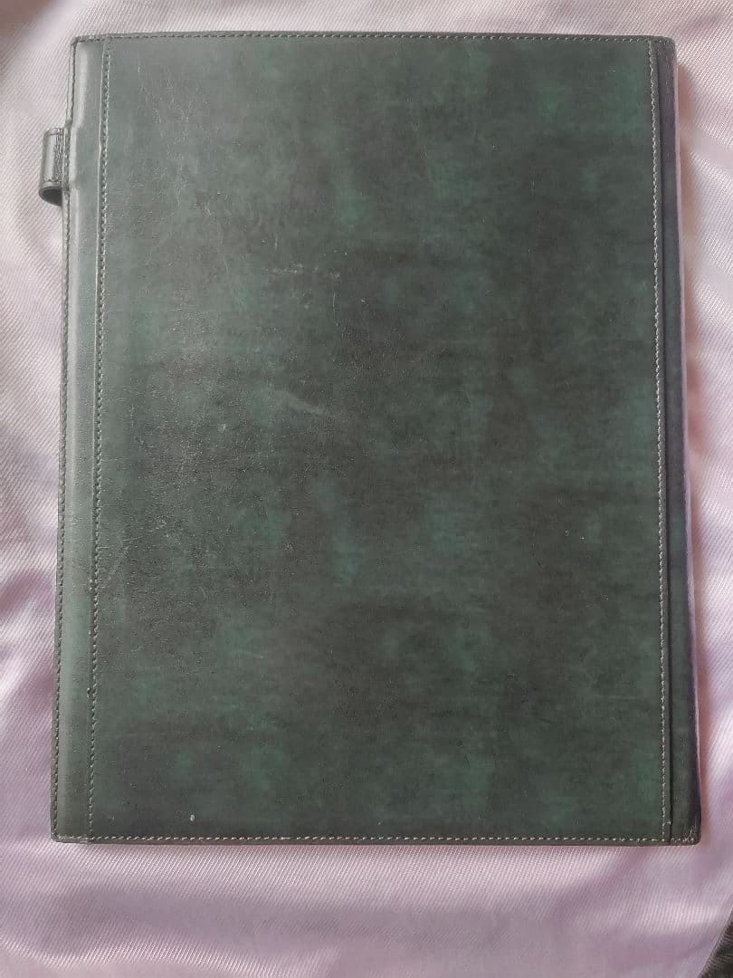 美品レイメイ藤井 Spad◆極美パティーヌ調 本革A4レポートパッドカバー 濃緑