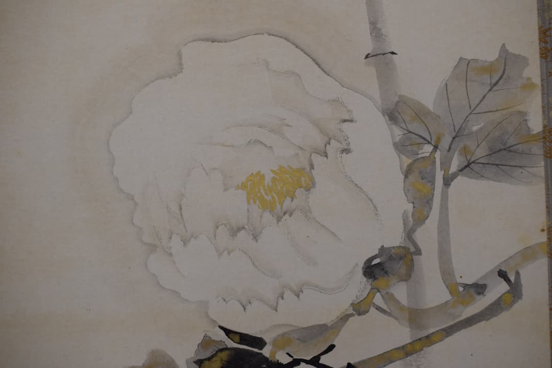 【真作】木村武山/牡丹図/花之図/掛軸☆宝船☆Y-348　JM