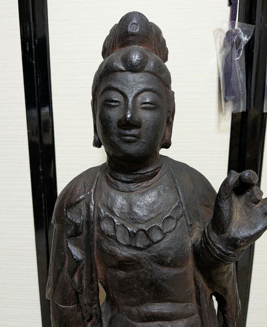 備前焼 観音菩薩立像 仏像 置物 細工物 仏教 観音様 在銘 作家作品 塑像