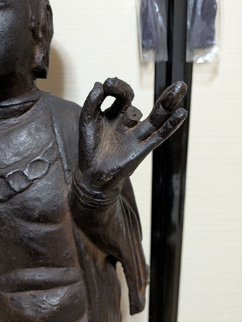 備前焼 観音菩薩立像 仏像 置物 細工物 仏教 観音様 在銘 作家作品 塑像