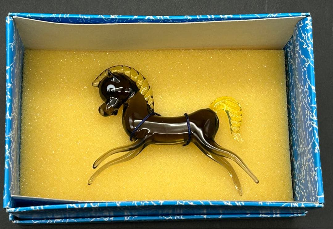 ガラス　チェコスロバキア　フィギュリン　馬　ビンテージ　コレクション　専用箱あり