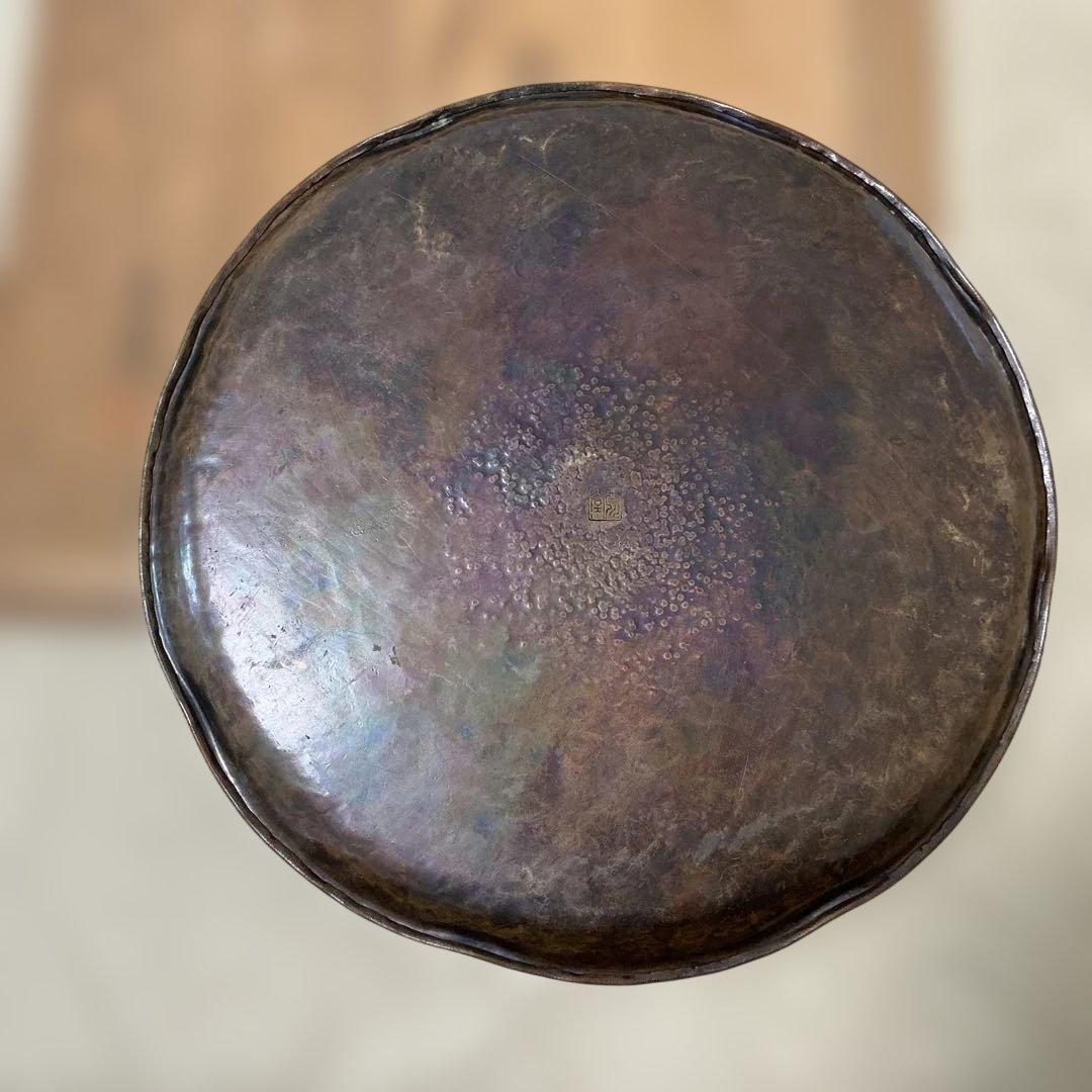 玉川堂　鎚目模様　鎚起銅器盆　大正〜昭和初期