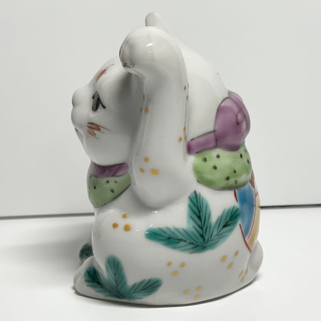 【願いが叶う】九谷焼 手描きの招き猫 2.5号 青九谷富士山 左手 一美作