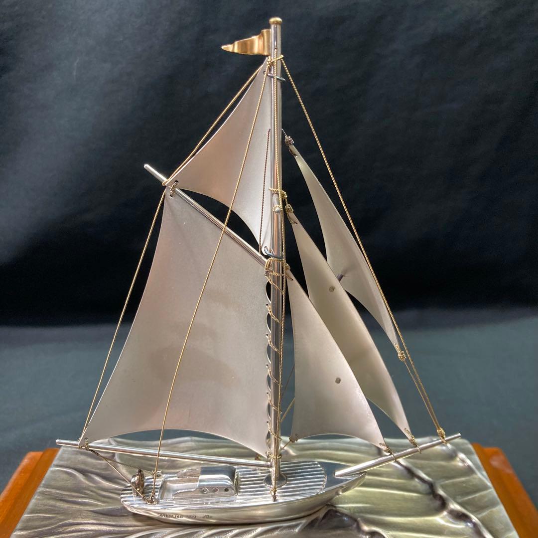 銀工芸品 帆船 ヨット置物 スターリングシルバー960