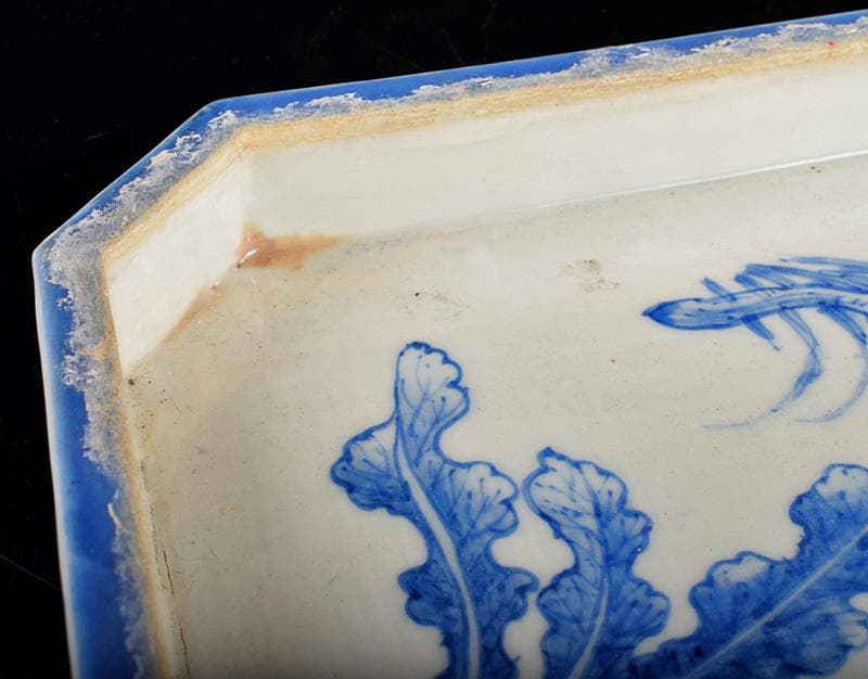 ドラ公式アカウント　中国　青花四君子草花文　長角皿　C　R3355