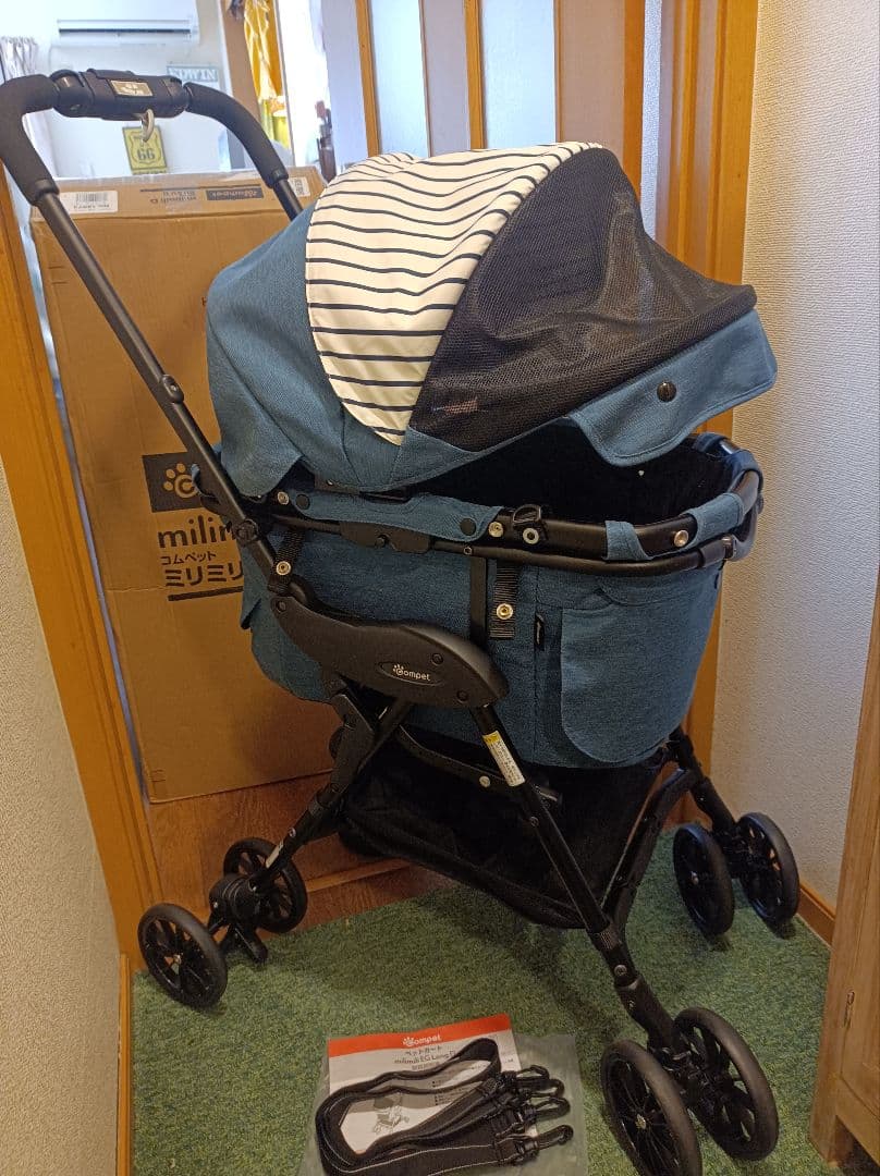 超美品 人気コムペット ミリミリEGロングD デニム 軽量ペットカート② 分離式