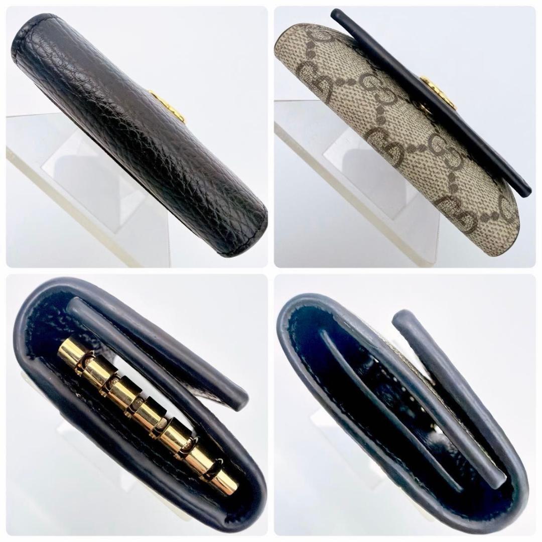 グッチ ダブルG バイカラー キーケース GGマーモント ブラック ベージュ