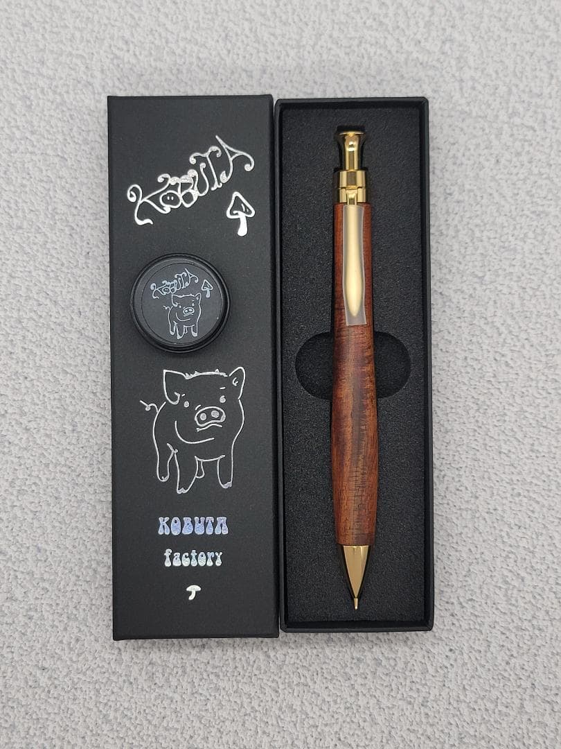 新品　こぶた工房　サイアミーズローズウッドマイクロカーリー金金具シャープペンシル