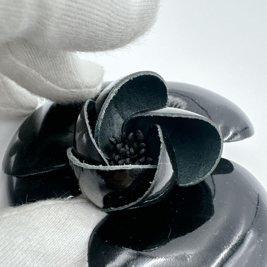希少◆CHANEL◆シャネル カメリア コサージュ ブローチ 黒 ココマーク